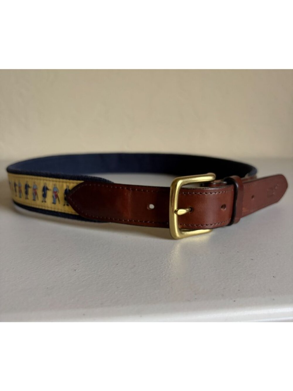 Vineyard Vines Belt Size 34 George Washington Brown Leather